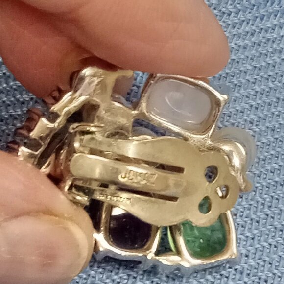 Vintage MCM Joseph Mazer JOMAZ Clip On RHINESTONE & FAUX PEARL EARRINGS 6580 - Picture 3 of 7